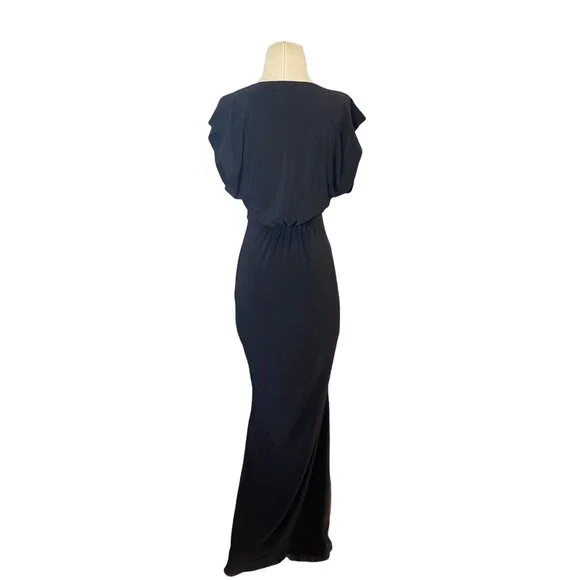 Norma Kamali V Neck Rectangle Gown in Black Small New Womens Long Dress - Picture 6 of 16